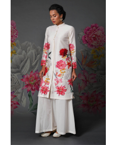 Silk chanderi Kurta and palazzo - White