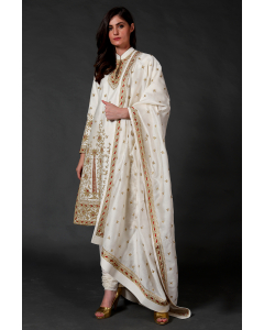 Ivory Machine And Hand Embroidered Kurta Set