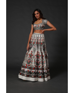 Ivory Machine Embroidered Lehenga Set