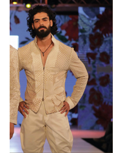 IVORY CHANDERI JACKET WITH SILK LINING