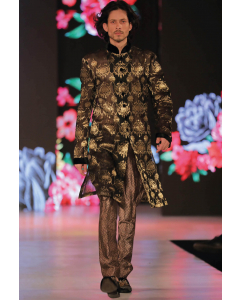 BLACK SHERWANI WITH SILK LINING