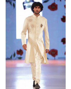 IVORY SHERWANI WITH SILK LINING