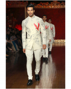 Ivory printed bandhgala