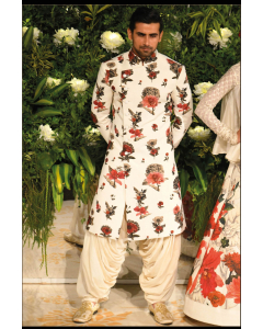 IVORY MATKA DIGITAL PRINT SHERWANI