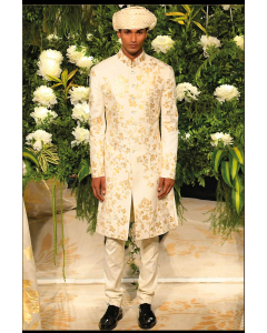 IVORY MATKA SILK SHERWANI