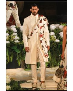 IVORY MATKA SILK SHERWANI