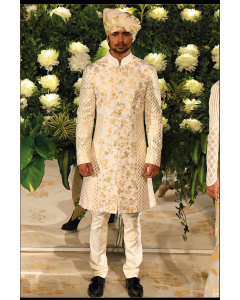 IVORY MATKA SILK SHERWANI