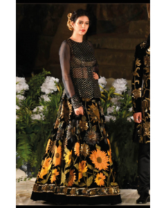 Black Silk Velvet Lehenga