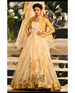 Ivory Printed Anarkali With Jacket