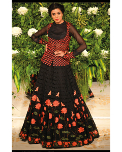 BLACK ORGANZA LEHENGA PEPLUM