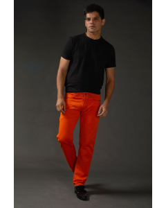 Single Orange Color Relax Fit Jeans