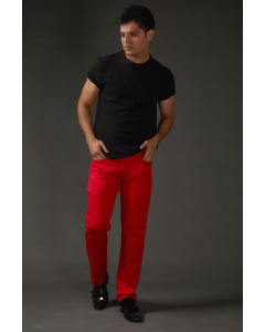 Single Red Color Relax Fit Jeans
