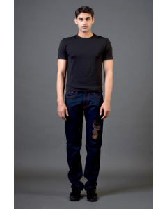 Dark Navy With Jacquard Embroidery