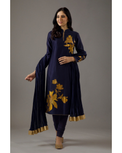 Chanderi Silk Gold Foil Tunic Set