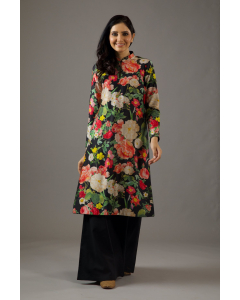 Chanderi Silk Floral Printed Tunic Set