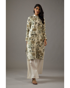 Chanderi Silk Front Open Printed Tunic Set
