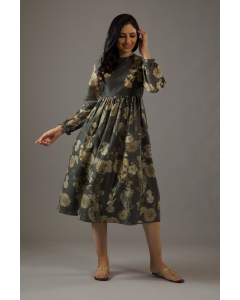 Chanderi Silk Pewter Dress