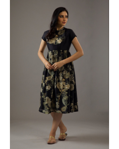 Chanderi Silk Black Dress