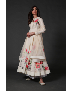 Chanderi Anarkali With Cotton Churidar With Soft Net Dupatta
