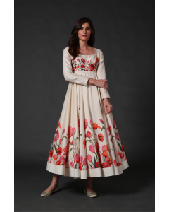 Chanderi Anarkali With Soft Net Dupatta