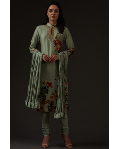 Printed Embroidered Straight Kurta Set