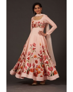 Chanderi Digital Printed Anarkali