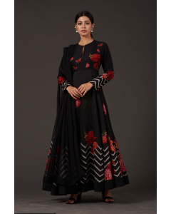 Chanderi Anarkali With Soft Net Dupatta