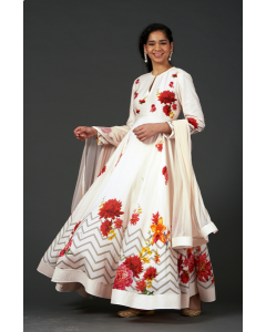 Chanderi Digital Printed Anarkali