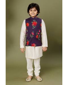 Indigo Floral Digital Printed Bundi