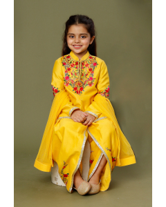 Yellow Floral Embroidered Kurta Set