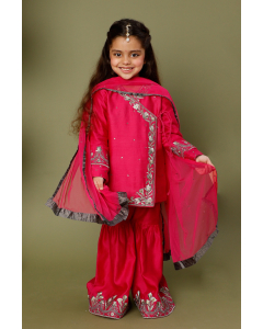 Fuchsia Embroidered Angrakha Set