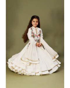 Ivory Embroidered Anarkali Set