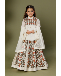 Floral Embroidered Ivory Lehenga Set