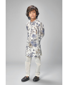 Chanderi Ivory Bird Printed Kurta Set