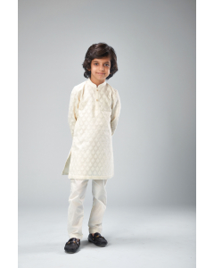 Chanderi Ivory Cut Work Kurta Set