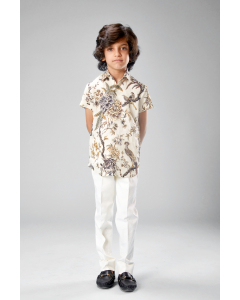 Linen Ivory Bird Shirt