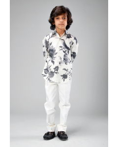 Linen Ivory And Bird Shirt