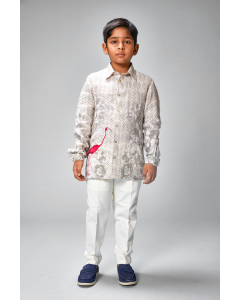 Chanderi Swan Printed Shirt