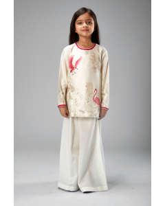Chanderi Printed Short Kurti N Loose Pant Set