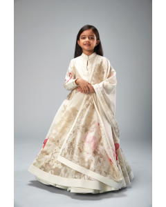 Chanderi Printed Floor Length Anarkali With Churidar And Printed Dupatta