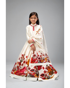 Chanderi Printed Floor Length Anarkali With Churidar And Printed Dupatta