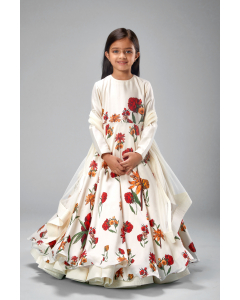 Chanderi Printed Floor Length Anarkali With Churidar And Printed Dupatta
