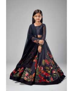 Chanderi Printed Lehanga Set With Net Dupatta