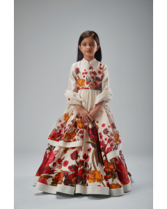 Chanderi Printed Floor Length Anarkali With Churidar And Printed Dupatta