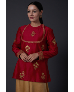 Red Zari Embroidered Tunic