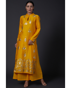 Yellow Printed Kurta With Pants