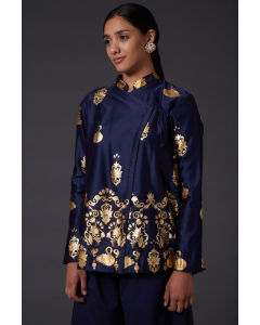 Navy Blue Block Printed Tunic