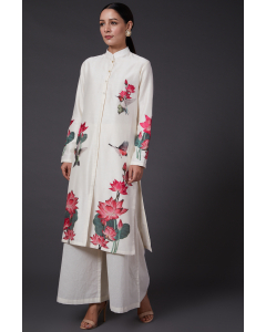 Ivory Printed & Embroidered Kurta Set