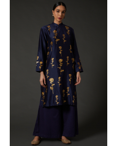 Indigo Blue Block Printed Kurta Set