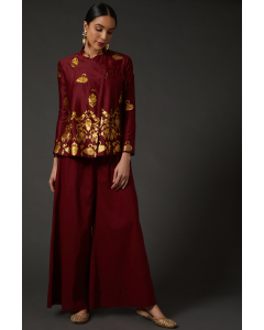 Wine & Gold Block Printed Tunic
